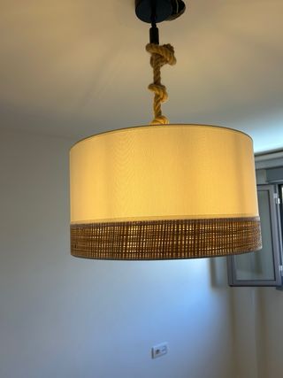 Lámpara colgante tela y cuerda
