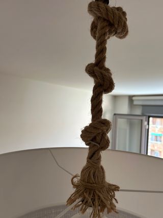 Lámpara colgante tela y cuerda