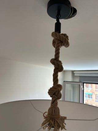 Lámpara colgante tela y cuerda