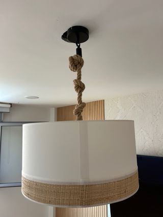 Lámpara colgante tela y cuerda