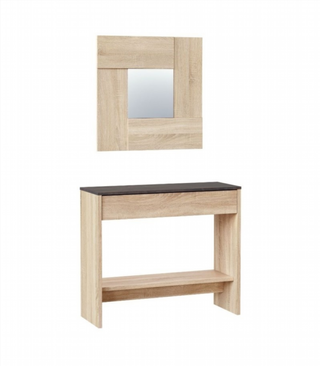 Recibidor Consola Cajón Y Espejo. Roble Canadian/