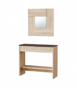 Recibidor Consola Cajón Y Espejo. Roble Canadian/