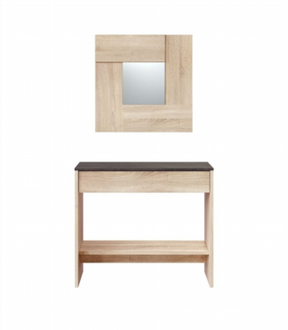 Recibidor Consola Cajón Y Espejo. Roble Canadian/
