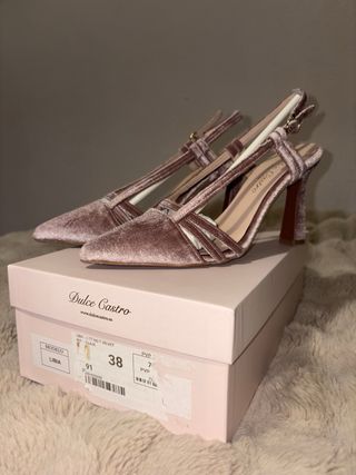 Zapatos elegantes terciopelo rosa velvet