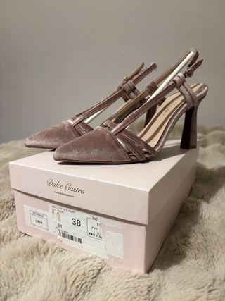 Zapatos elegantes terciopelo rosa velvet