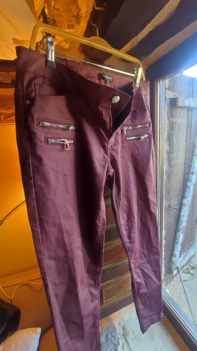 Pantalón Morgan Granate con Cremalleras