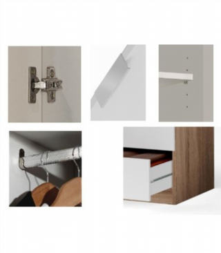 Armario 121x180x52cm 3 Puertas 3 Cajones. Blanco