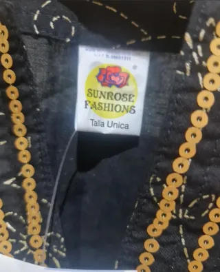 Caftán Túnica Negro Dorado T.U Nuevo Etiqueta