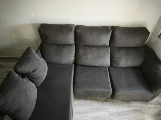 Sofá Chaiselonge Gris Tela