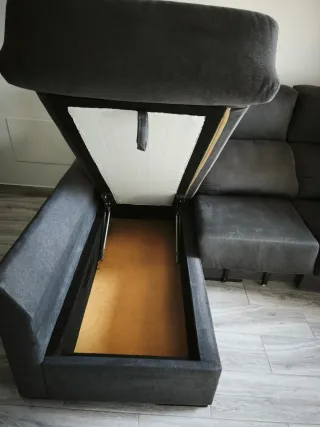 Sofá Chaiselonge Gris Tela