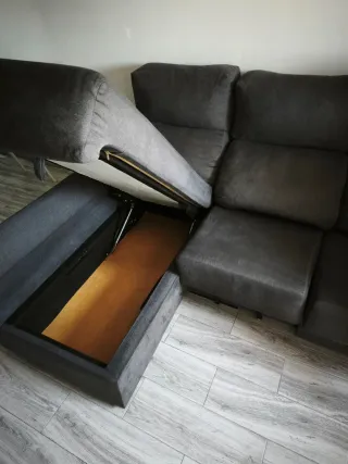 Sofá Chaiselonge Gris Tela