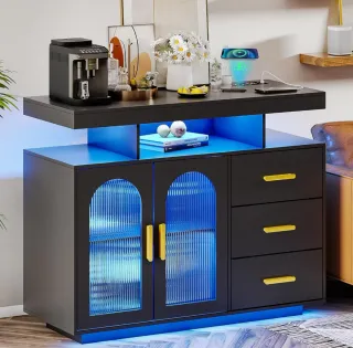 Aparador Cocina con Sensor Luz Led Negro