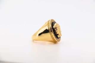 Anillo Versace Medusa Onix Circonitas Oro