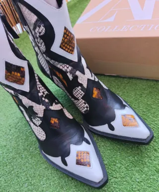 Botines cowboy piel Zara