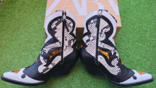 Botines cowboy piel Zara