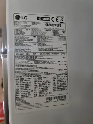 Nevera LG A+++ Blanca