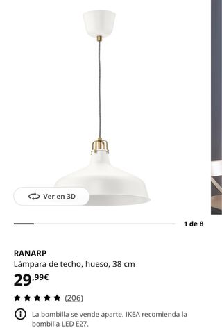 Lámpara techo Ikea Ranarp 38cm
