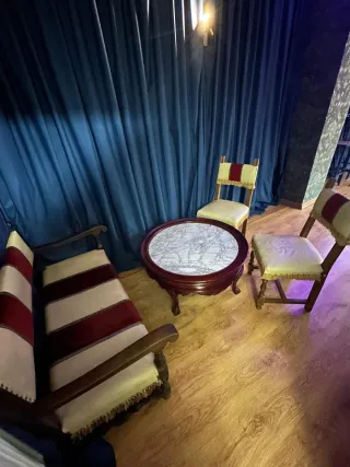 Mesa redonda vintage mármol y madera