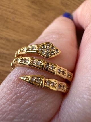 Anillo Serpiente Dorado Circonitas Ajustable