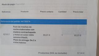 Pack 2 Mesitas Noche Roble Sonoma y Metal