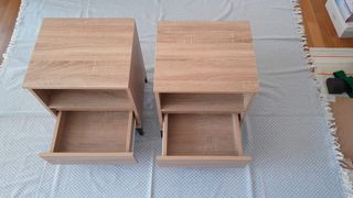 Pack 2 Mesitas Noche Roble Sonoma y Metal