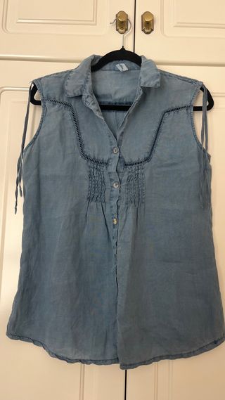Camisa sin manga azul