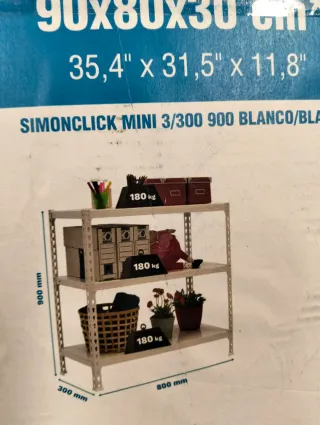 Simon Rack Estantería Metálica 3 Baldas 180kg