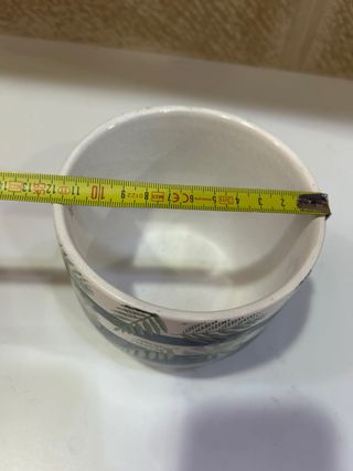 Maceta cerámica hojas verde y negro