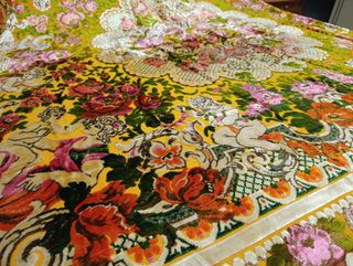 Coperta/copriletto velluto floreale vintage