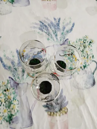 Set 3 Bicchierini Vetro Decorati