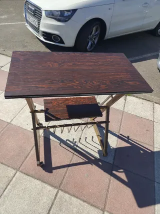 Mesa auxiliar vintage madera y metal