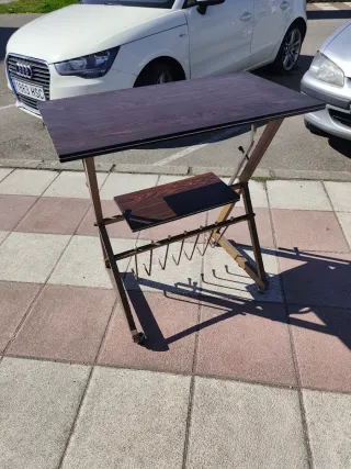 Mesa auxiliar vintage madera y metal