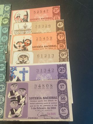 19 Billetes Lotería Nacional 1966