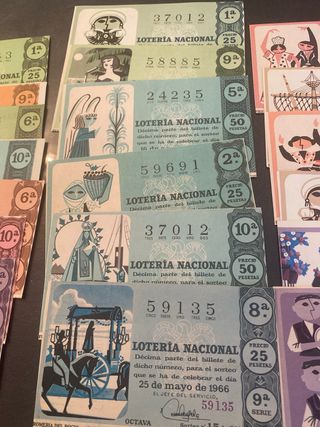 19 Billetes Lotería Nacional 1966