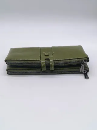 Cartera mujer verde con cremallera doble