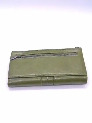 Cartera mujer verde con cremallera doble