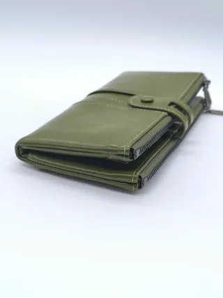 Cartera mujer verde con cremallera doble