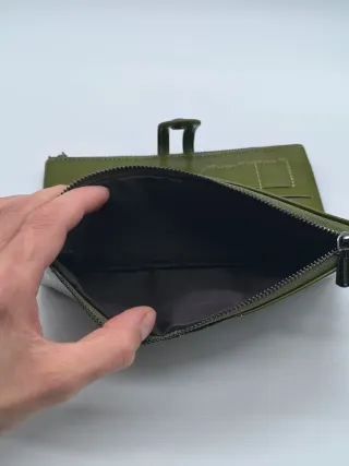 Cartera mujer verde con cremallera doble