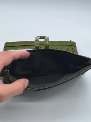 Cartera mujer verde con cremallera doble
