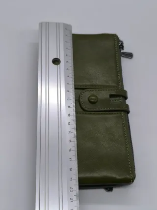 Cartera mujer verde con cremallera doble