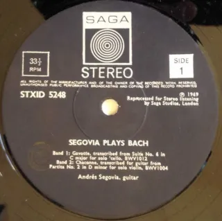 Andrés Segovia plays Bach LP 12
