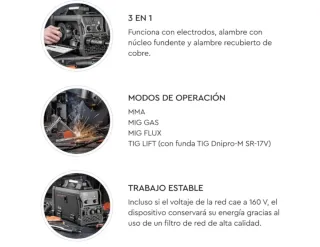 Soldadora Dnipro-M MG-140DX 4000W Semiautomatica