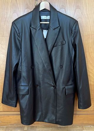 Chaqueta MNG Cuero Mujer Negra