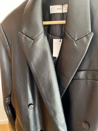 Chaqueta MNG Cuero Mujer Negra