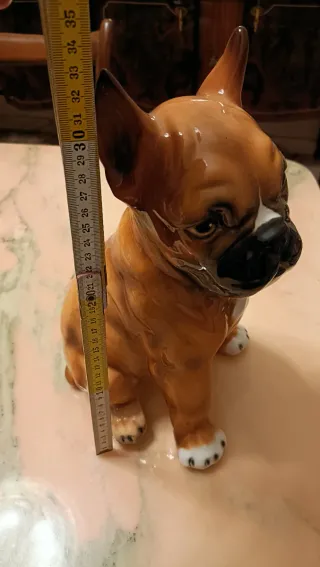 Cagnolino in porcellana marrone e bianco