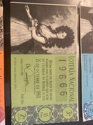 3 Billetes Lotería Nacional 1960