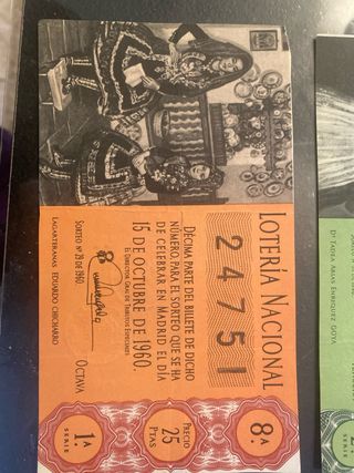 3 Billetes Lotería Nacional 1960