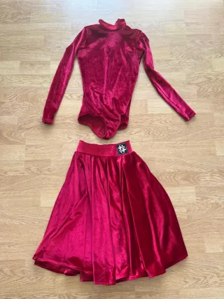 Vestido Baile Latino Niña Terciopelo Rojo T.10