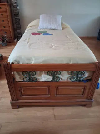 Cama 90cm Madera Roble con Supletoria