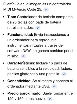 Controlador MIDI M-Audio Code 25